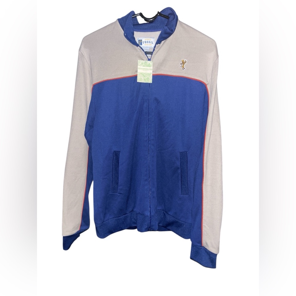 Fossil Blue and Tan Zip-Up Jacket